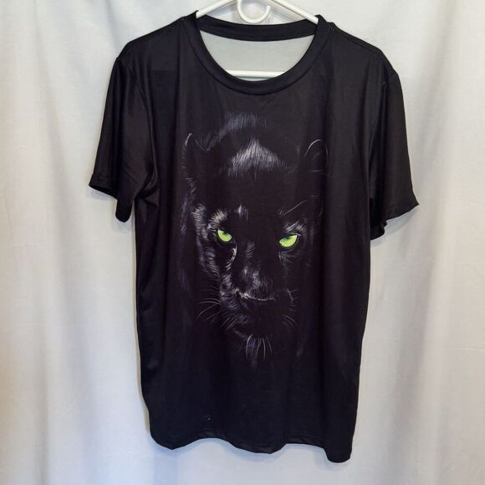 Men's Black Panther 3D Print Graphic T-shirt Short Sleeve Size Large